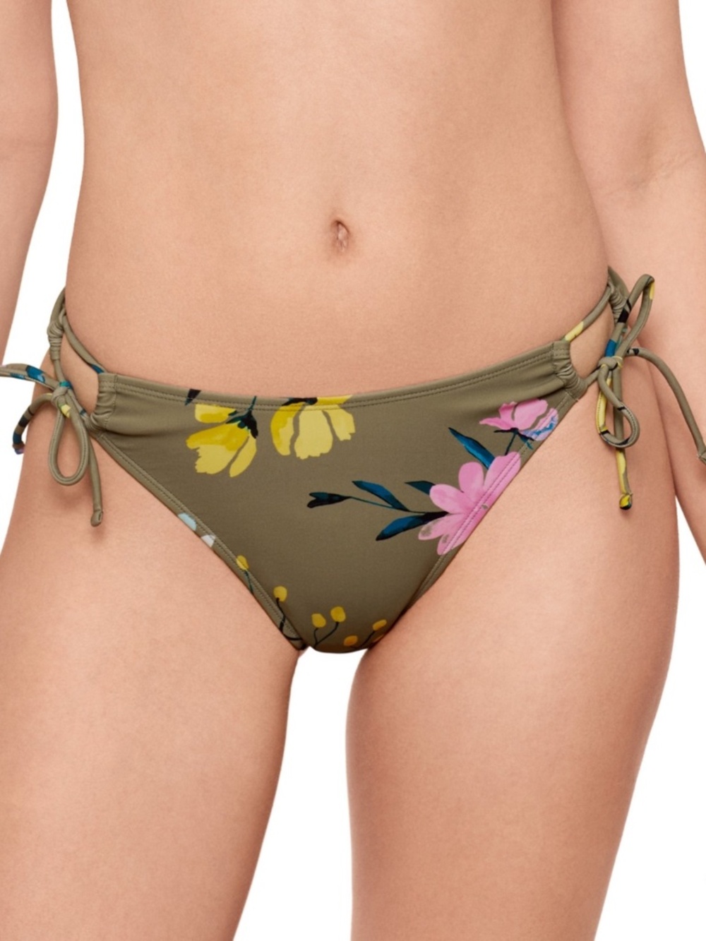 Salt + Cove Juniors' Floral-Print Side-Tie Bikini Bottoms, Sage Green